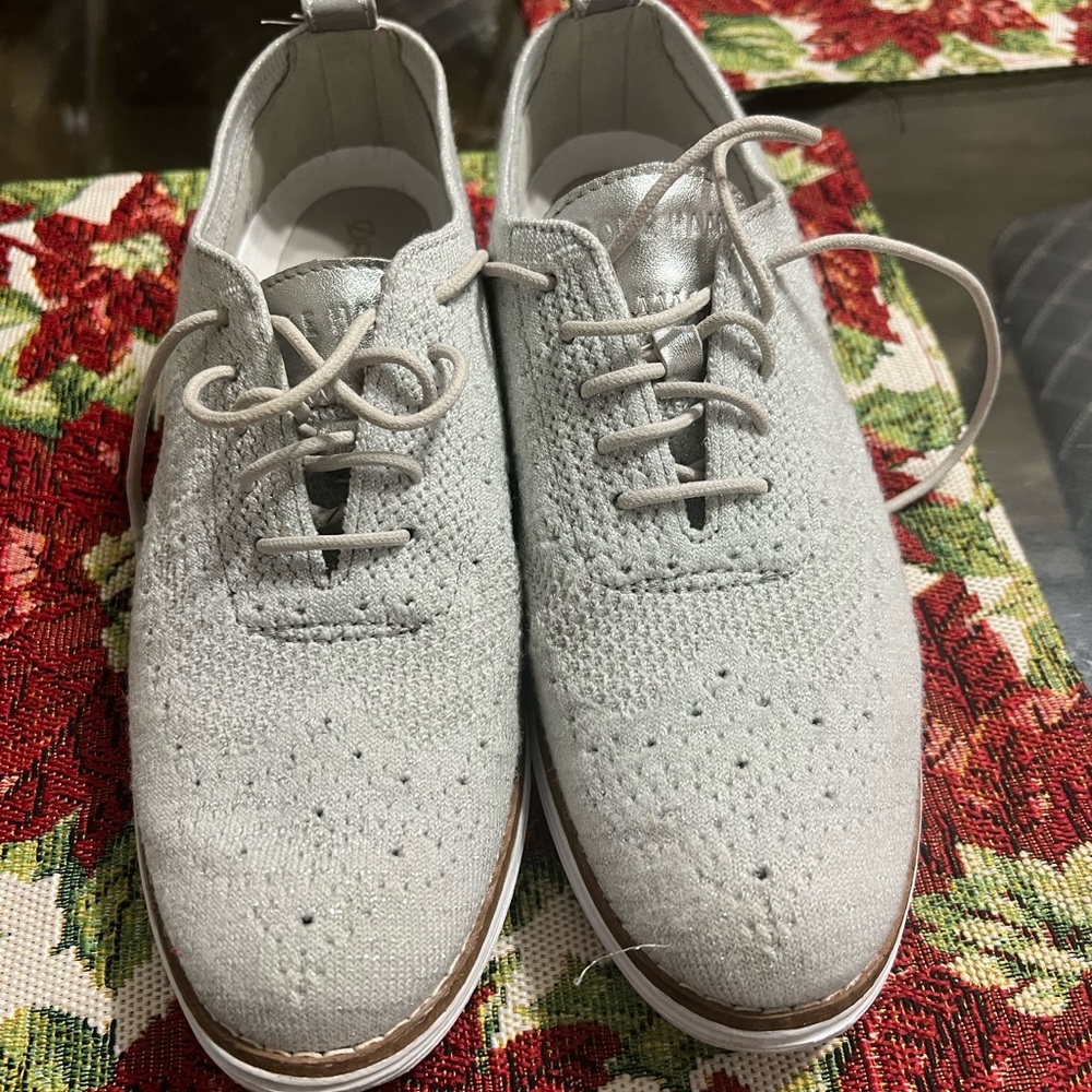Cole Haan Light Gray Knit Oxfords